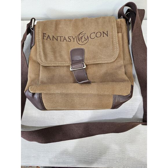 Fantasy Con Canvas Messenger Bag Las Vegas Strap & Leather Buckle Gamer Anime - Picture 1 of 9
